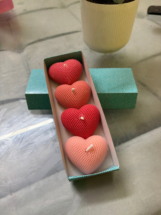 Small Heart candles ( set of 4 )