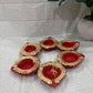 Diwali Diyas – Red & Gold | Clay Diyas (Set of 6)