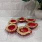 Diwali Diyas – Red & Gold | Clay Diyas (Set of 6)