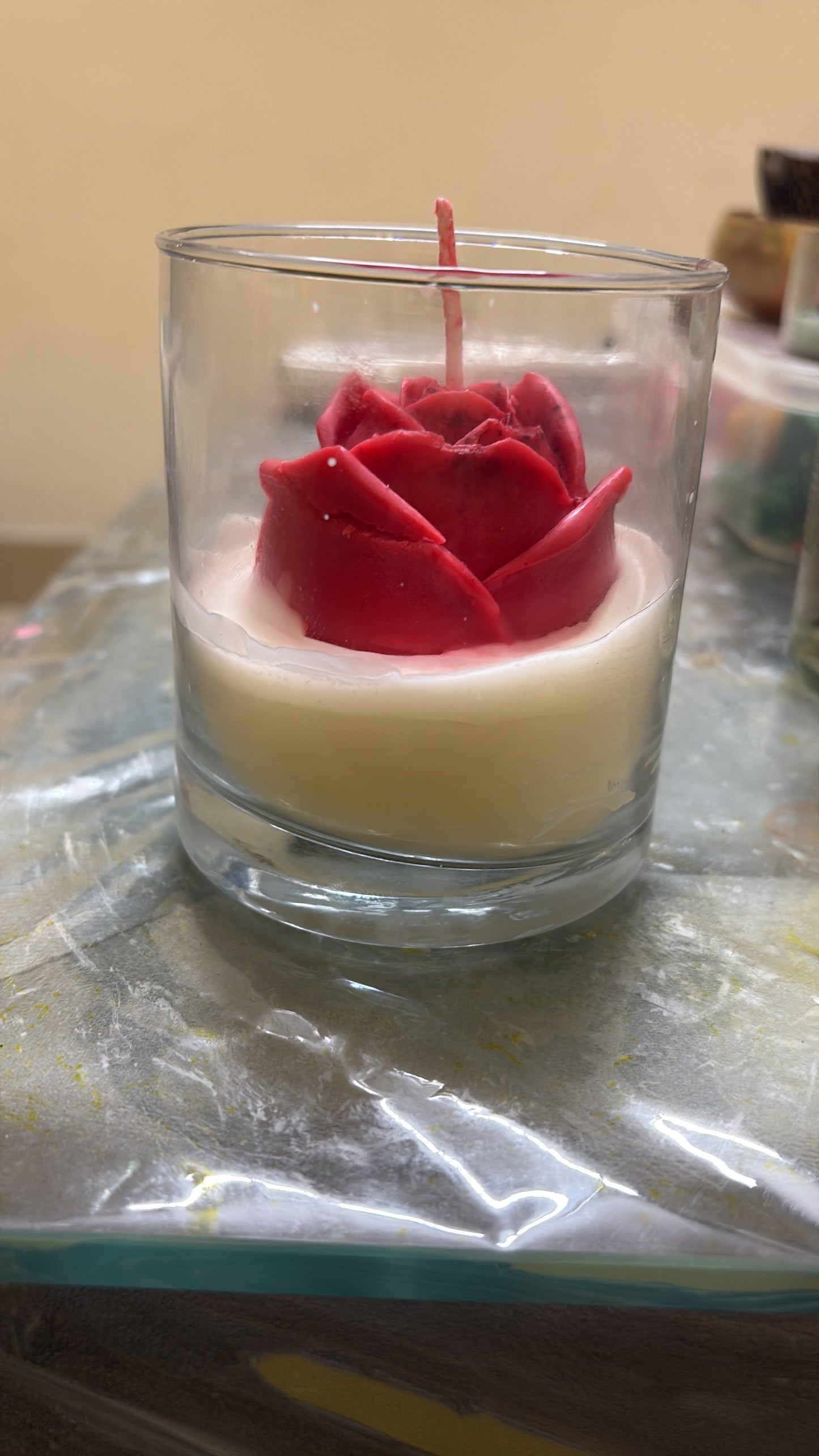 Classic Rose Glass Candle 🌹