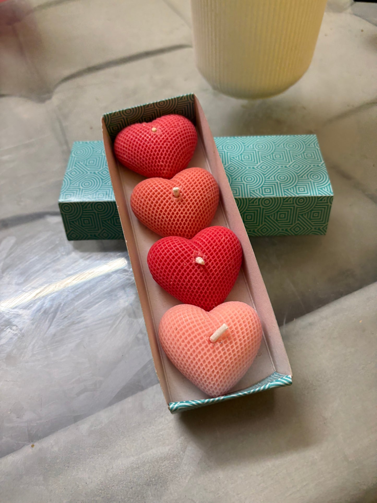 Small Heart candles ( set of 4 )