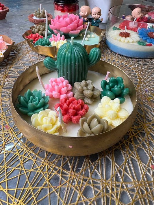 Succulent Harmony Urli Candle 🌿