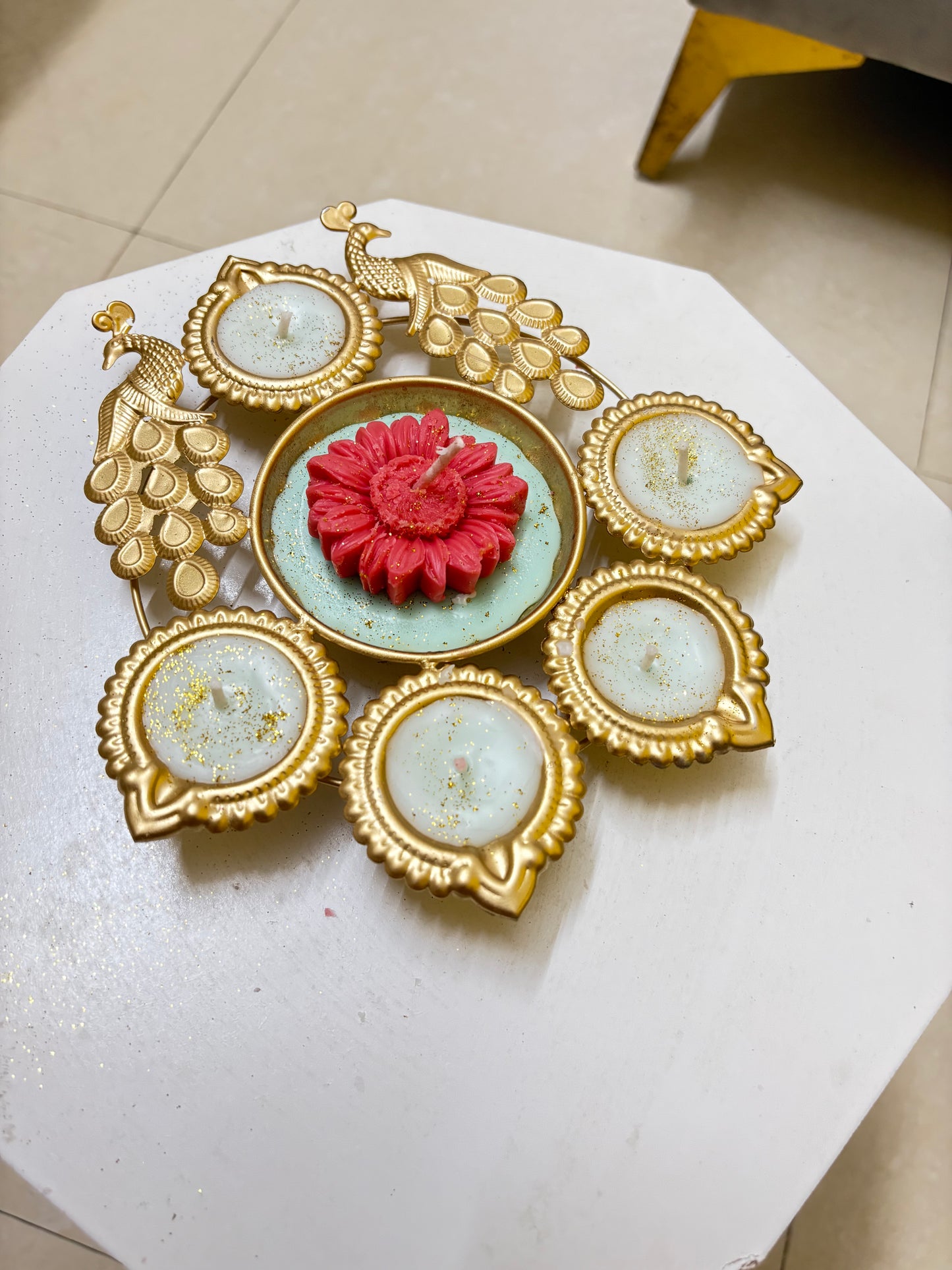 Peacock Urli Candle